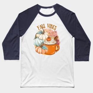 Fall Vibes Pumpkin Pampas Latte Baseball T-Shirt
